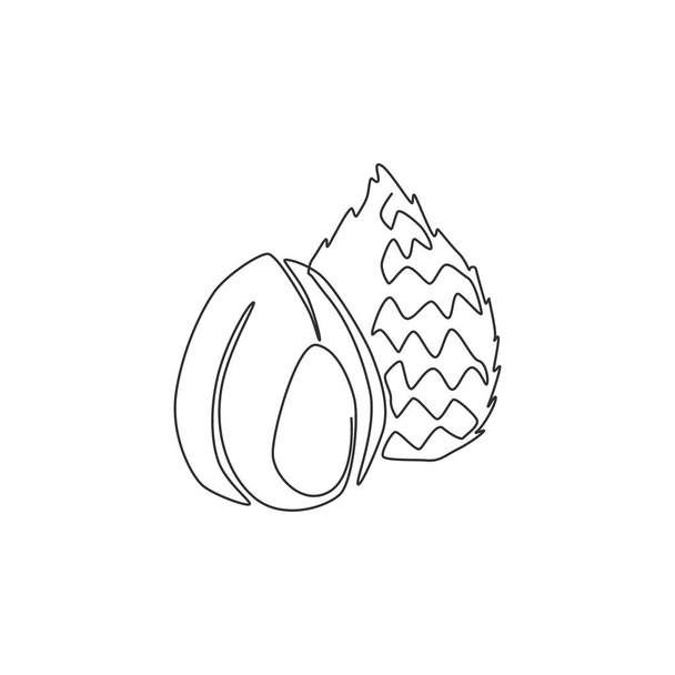 Один безперервний малюнок цілої здорової органічної салаки для логотипу саду. Свіжа екзотична концепція плодів Таїланду для ікони фруктових садів. Сучасна однорядкова ілюстрація - Вектор, зображення