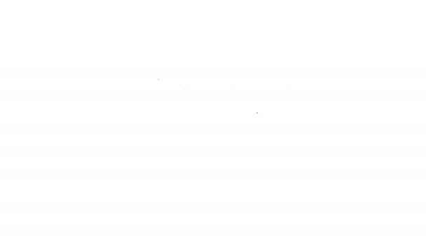 Schwarze Linie Trompete mit Flaggensymbol isoliert auf weißem Hintergrund. Musikinstrument Trompete. 4K Video Motion Grafik Animation - Filmmaterial, Video
