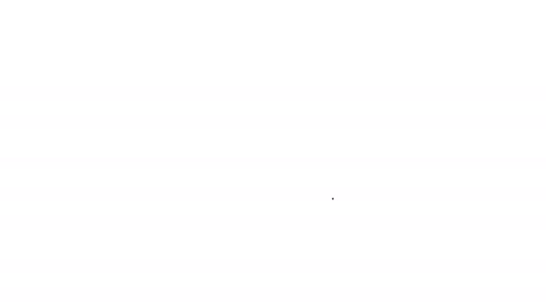 Icono del Castillo de línea negra aislado sobre fondo blanco. Fortaleza medieval con torre. Protección de los enemigos. Fiabilidad y defensa de la ciudad. Animación gráfica de vídeo 4K - Metraje, vídeo