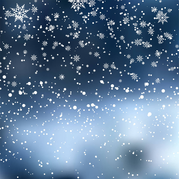 Fondo de Navidad o Año Nuevo con la caída de copos de nieve. Vector - Vector, imagen