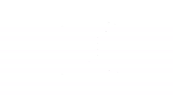Черная линия Декрет, бумага, пергамент, значок прокрутки изолированы на белом фоне. Видеографическая анимация 4K - Кадры, видео