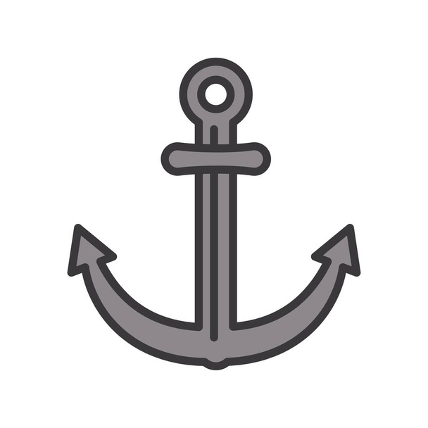 анкерная линия и дизайн иконок стиля заливки - Вектор,изображение