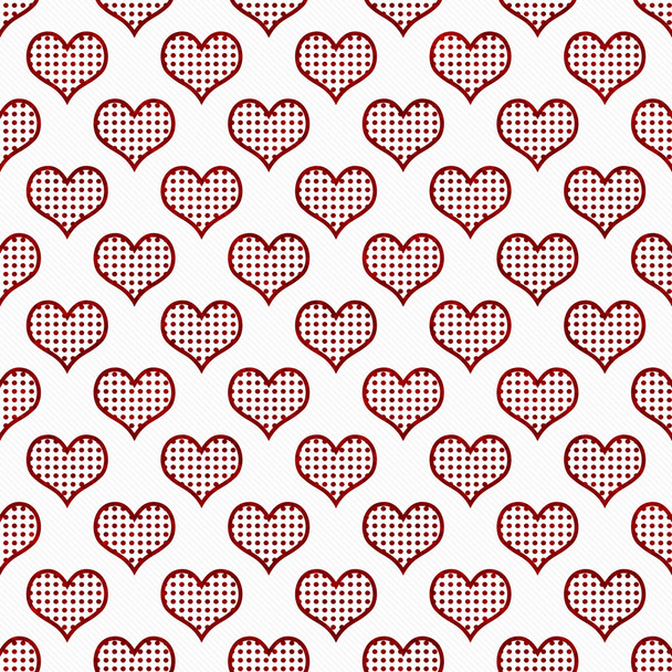 Kırmızı ve beyaz puantiyeli kalpler modeli tekrarlamak arka plan - Fotoğraf, Görsel