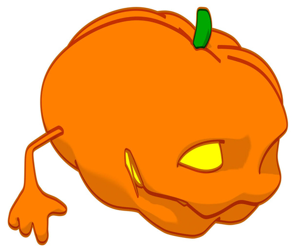 Fun 3D cartoon Halloween Pumpkin on white  - Fotografie, Obrázek