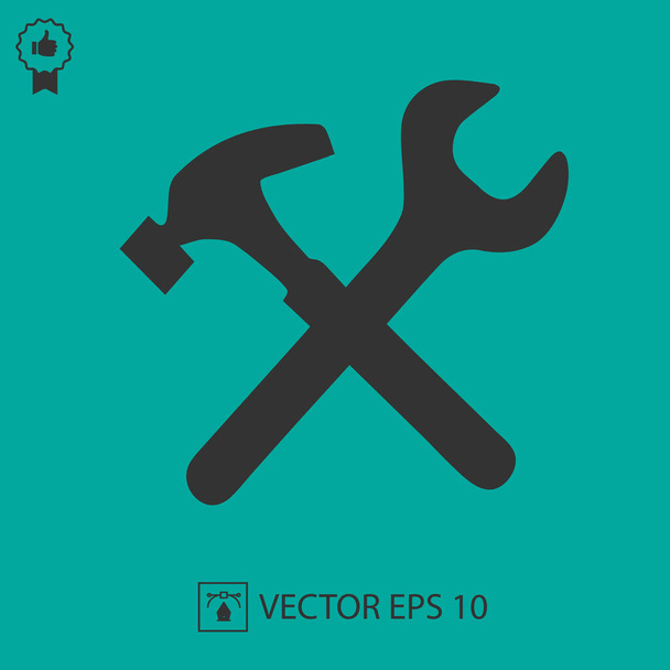 Wrench and hammer vector icon. Handyman symbol. Vector illustration EPS 10. - Vector, Image