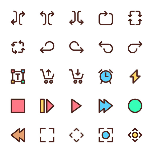 Filled color outline icons for user interface. - Vector, Image