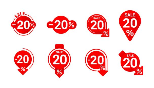 20 procenten korting verkoop tag sticker collectie - Vector, afbeelding