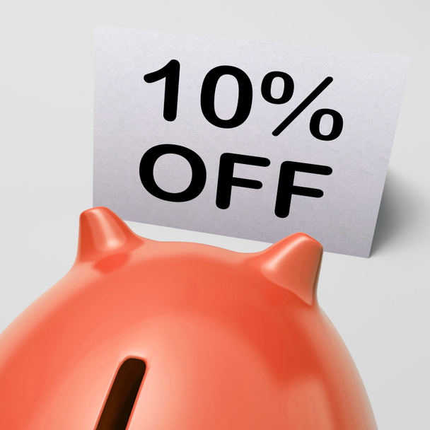 Ten Percent Off Piggy Bank Means Save 10 - Photo, Image