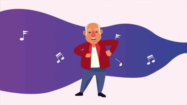 idős férfi tánc animáció karakter - Felvétel, videó