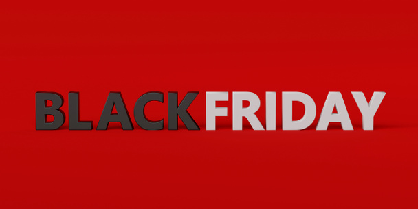 Bannière de texte vendredi noir sur fond rouge, rendu 3d - Photo, image
