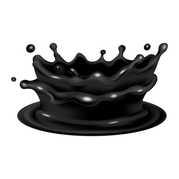 Corona de salpicadura de aceite negro - Vector, Imagen