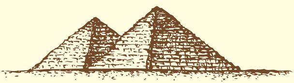 serie "zeven wonderen van de antieke wereld". Piramide van Gizeh - Vector, afbeelding