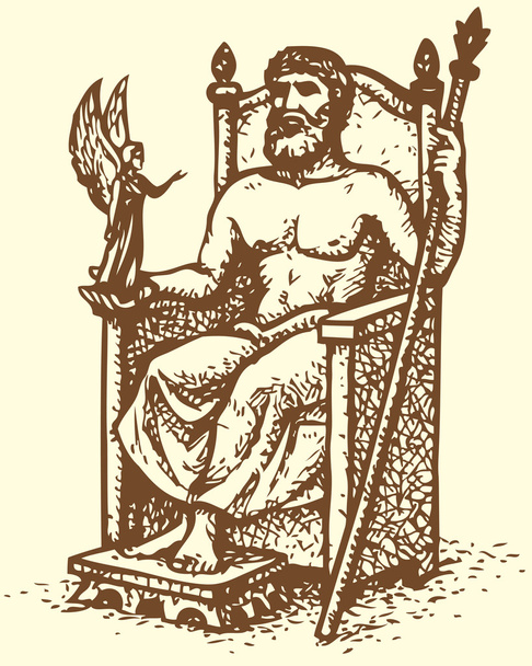 série « sept merveilles du monde antique ». statue de zeus - Διάνυσμα, εικόνα