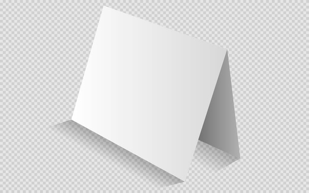 Modelo de cartão de marca de tenda. Branco, claro, em branco, mockup Tent Card isolado no fundo branco com vista perspectiva, 3D. EPS 10 - Vetor, Imagem