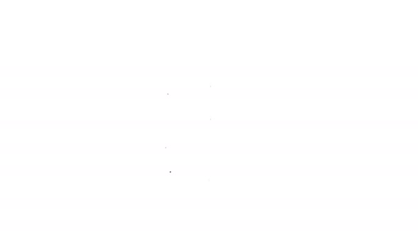 Czarna linia Tarcza z gwiazdami i paskami ikona izolowana na białym tle. Flaga kraju Stany Zjednoczone Ameryki. 4 lipca. Dzień Niepodległości USA. 4K Animacja graficzna ruchu wideo - Materiał filmowy, wideo
