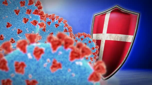 luta da Dinamarca com coronavírus - 3D renderizar animação loop sem costura - Filmagem, Vídeo
