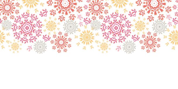 Folk floral circles abstract horizontal seamless pattern background - Vector, afbeelding