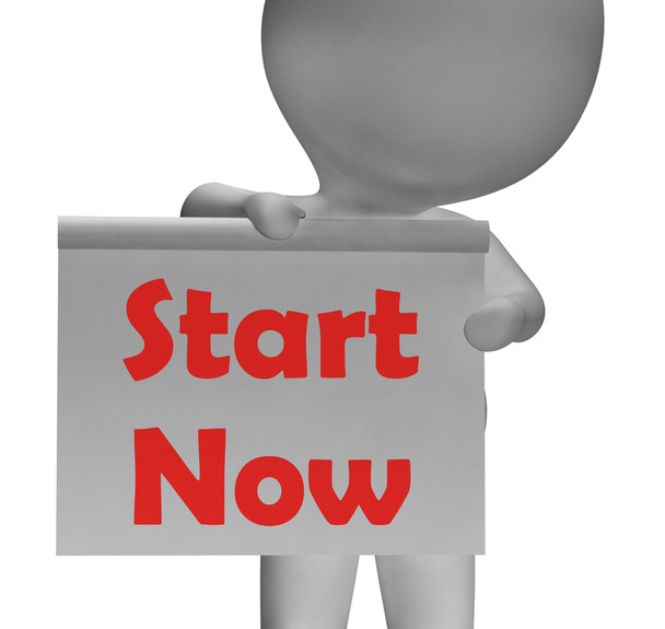 Start Now Sign Shows Begin Or Do Immediately - Фото, зображення