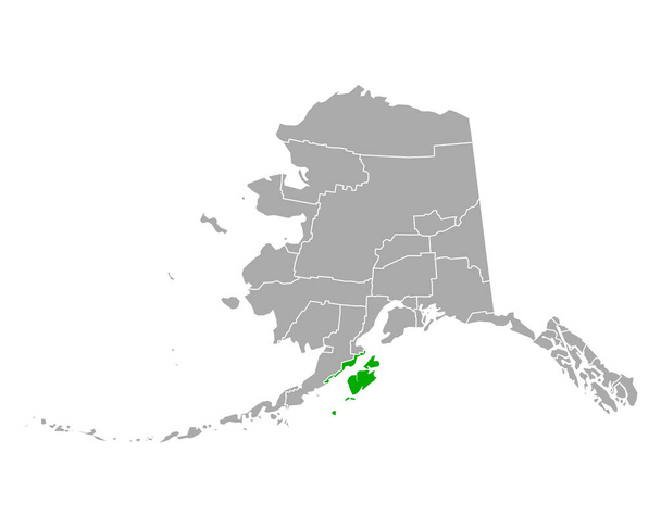 Carte de l'île de Kodiak en Alaska - Vecteur, image