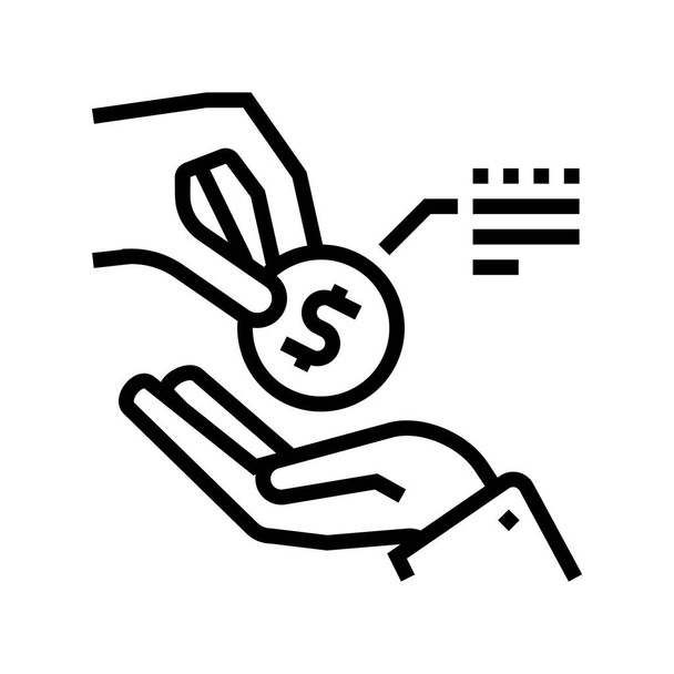 Vektor řádku půjčování peněz. znamení půjčování peněz. izolovaný obrys symbol černá ilustrace - Vektor, obrázek