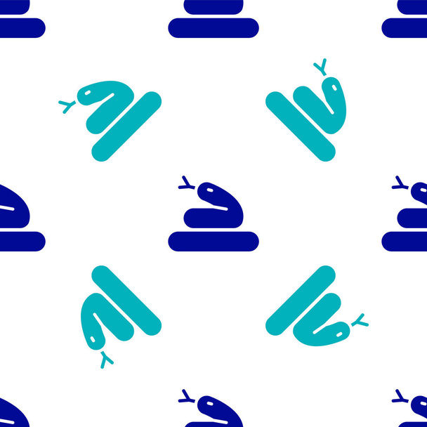 Blue Snake icoon geïsoleerd naadloos patroon op witte achtergrond. Vector. - Vector, afbeelding