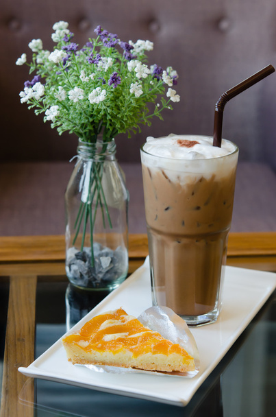 Broskvový koláč a kávu - Fotografie, Obrázek