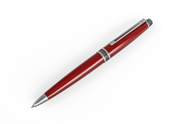 Red ball pen isolated on white background - 3d render - Photo, Image
