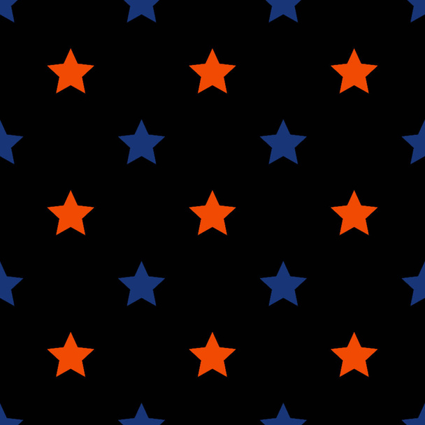 Autumn seamless stars patterns . Endless texture for wallpaper, background, wrapping. halloween and thanksgiving ornament. Orange, blue, black colors. - Photo, Image