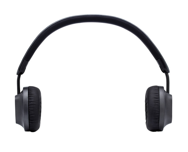 Fekete fejhallgató elszigetelt fehér háttér nyírás útvonal, Closeup - Fotó, kép