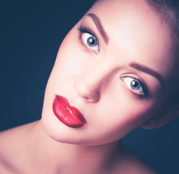Close up portrait of beautiful young woman face - Foto, Imagem