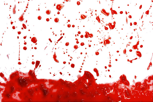 Beyaz arkaplanda izole edilmiş kırmızı kan damlaları, soyut desen - Fotoğraf, Görsel