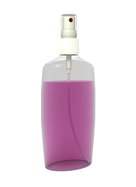 Розпилювальна пляшка з рожевою рідиною, ізольована на білому
 - Фото, зображення