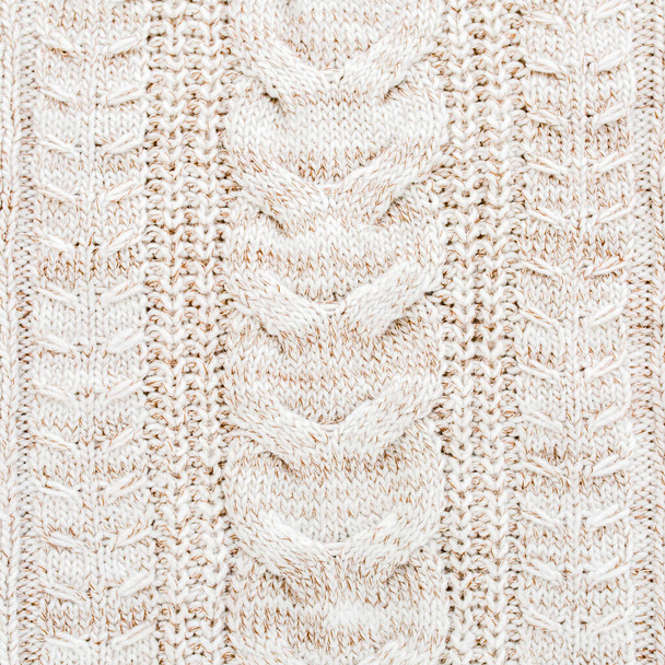 Beige knitted wool texture pattern. High quality  - Fotó, kép