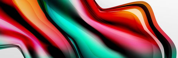 Vector abstracte achtergrond, vloeiende vloeibare stijl zeepbel met metallic, kleur quicksilver chroom textuur en kleur gloeien effecten - Vector, afbeelding