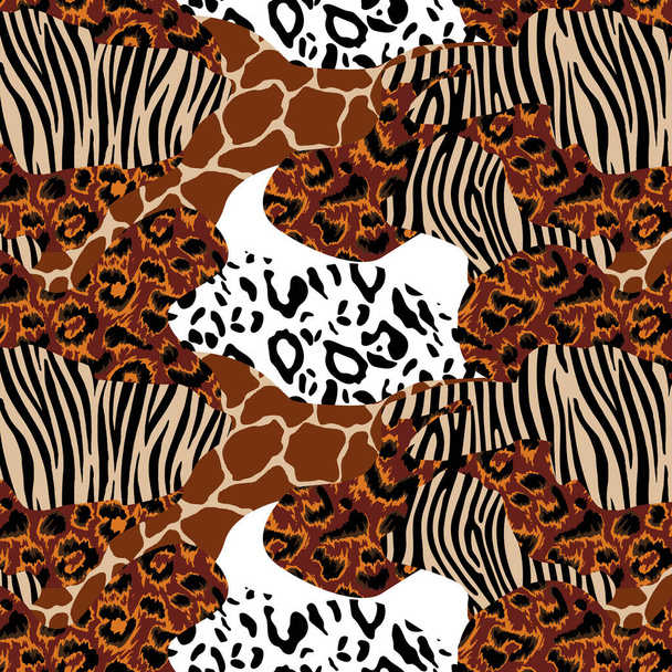 Muster aus Leopard, Blume, Giraffe und Zebra - Foto, Bild