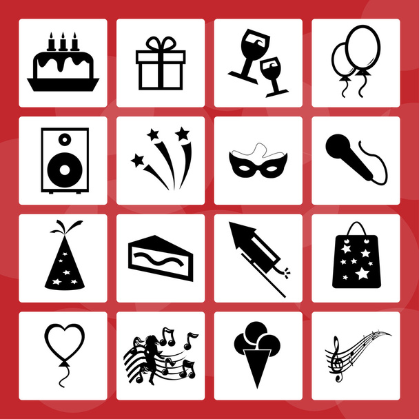 Happy birthday icons - Vector, Image
