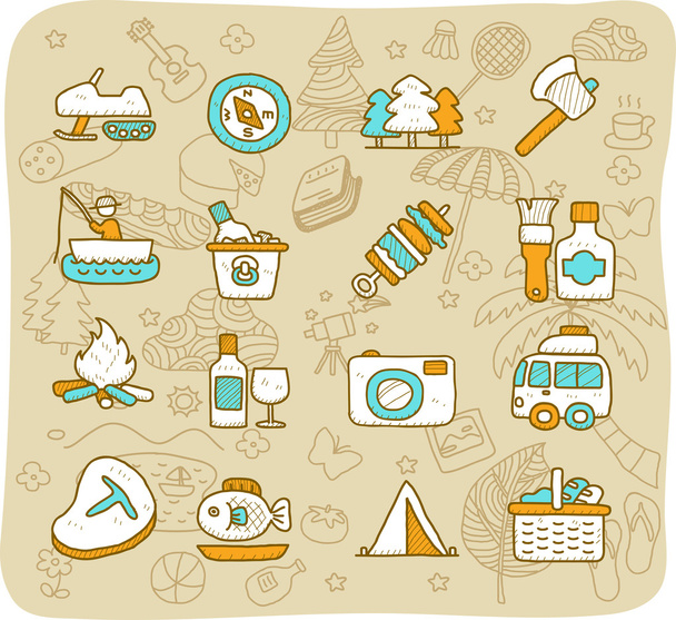 Travel,picnic ,camping icon set - Vektör, Görsel