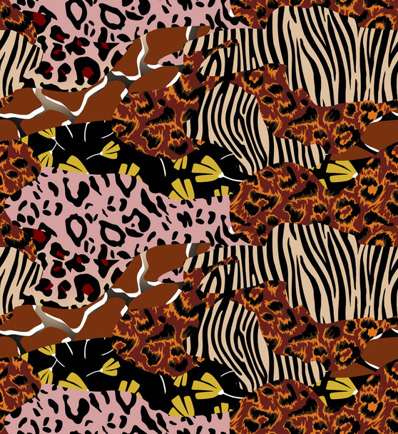 Luipaard, bloem, giraffe en zebra patroon ontwerp - Foto, afbeelding