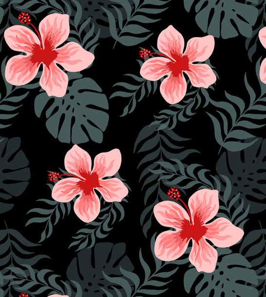 Tropical flower design pattern, tropical illustration pattern, tropical batik design pattern, multicolor - Φωτογραφία, εικόνα