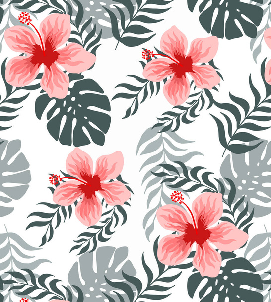 Tropical flower design pattern, tropical illustration pattern, tropical batik design pattern, multicolor - Photo, Image