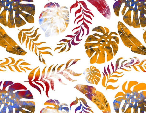 Modèle de conception de fleurs tropicales, motif d'illustration tropicale, motif de design batik tropical, multicolore - Photo, image