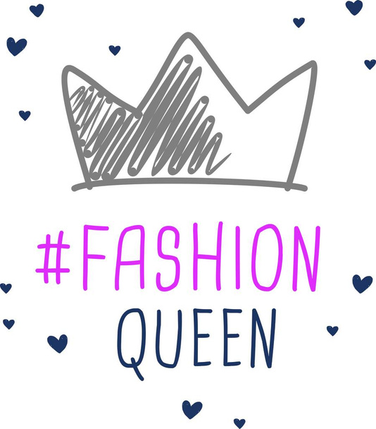 Vector illustration of #fashion queen design, #fashion queen, t-shit print designs - Вектор,изображение