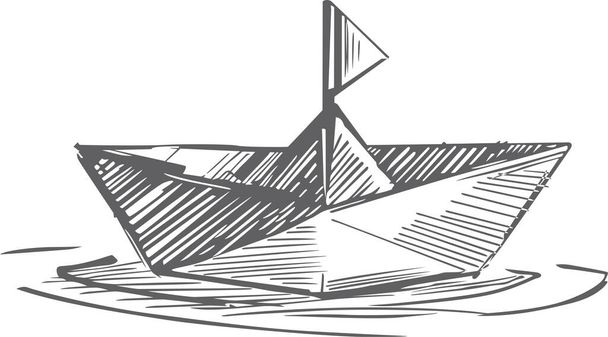 kayaks drawing, drawing of paper boat, vector illustration of  paper boat, t-shit print designs - Vektori, kuva