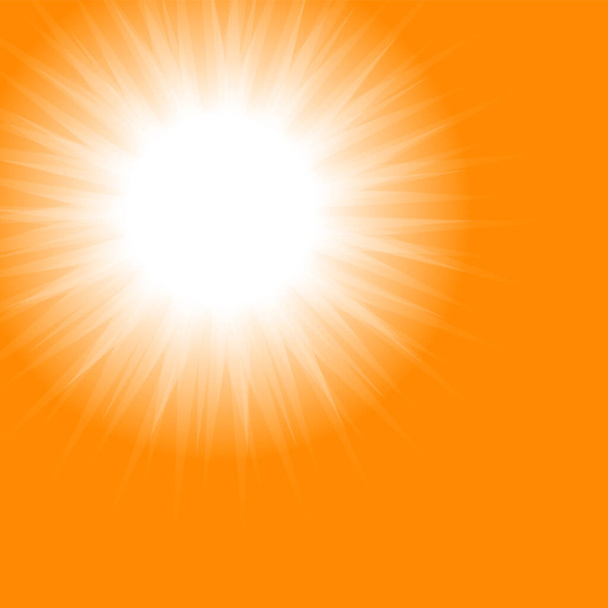 Orangene Sonne. Heller Sonnenuntergang Himmel orange Hintergrund. Jpeg-Illustrationen. Schönes sonniges Banner mit Sonnenstrahlen - Foto, Bild