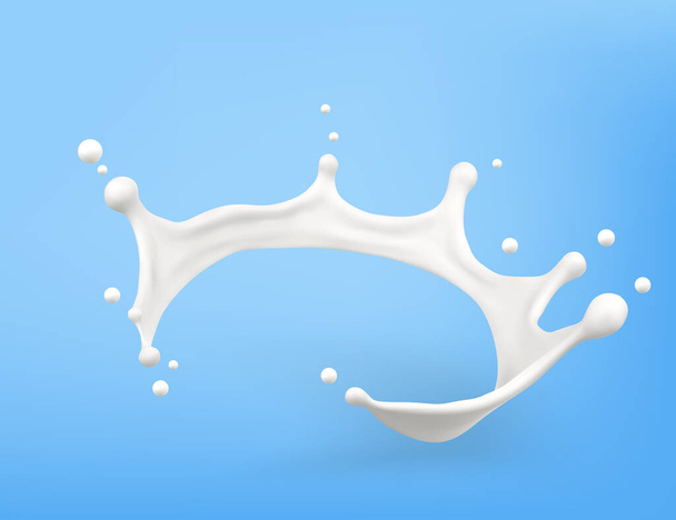 Süt sıçraması. Doğal süt ürünleri. 3d vektör nesnesi - Vektör, Görsel