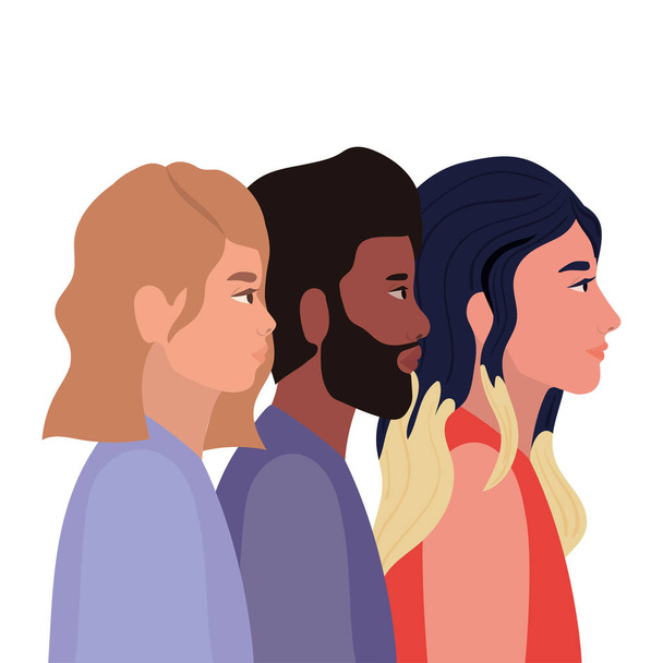 diversidad de pieles de las mujeres y el hombre dibujos animados vector de diseño - Vector, imagen
