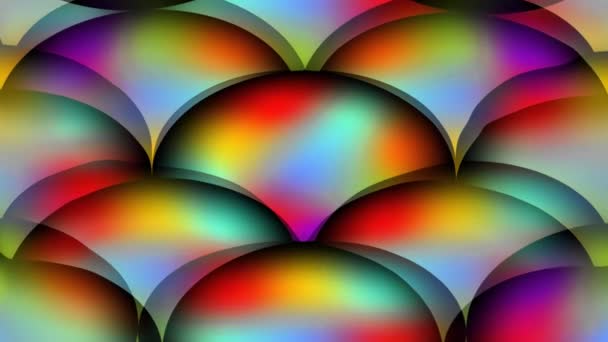 Esferas psicodélicas, grupo de bolas en colores vivos del arco iris. Efecto cambiante de color, fantasía disco fondo, colores de neón, - Metraje, vídeo