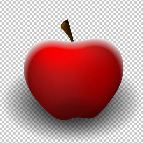 Świeże czerwone jabłko na przezroczystym tle. Ilustracja wektora - Wektor, obraz