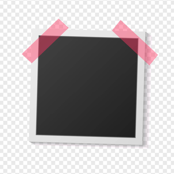 Zwart-wit fotolijstje met schaduwen geïsoleerd op witte achtergrond. Vectorillustratie - Vector - Vector, afbeelding