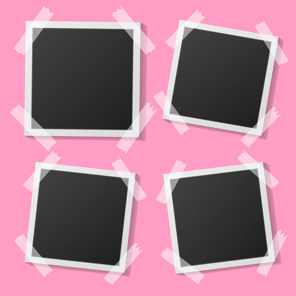 Zwart-wit fotolijstje met schaduwen geïsoleerd op witte achtergrond. Vectorillustratie - Vector - Vector, afbeelding